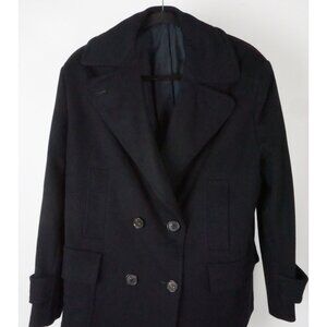 Isaia Navy Blue 100% Cashmere Womens Pea Coat Jacket Sz 40R  BRAND NEW